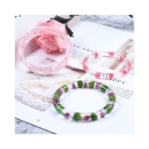 Silicone Bracelet Mold DIY Handmade Material High Mirror Shiny Surface Crystal Epoxy Dry Flower Bracelet