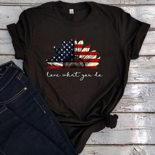 American Sunflower Flag Shirt Mama Freedom Fourth of July Tshirt Women Independence Day Tee Patriotic Clothes Graphic Tee L