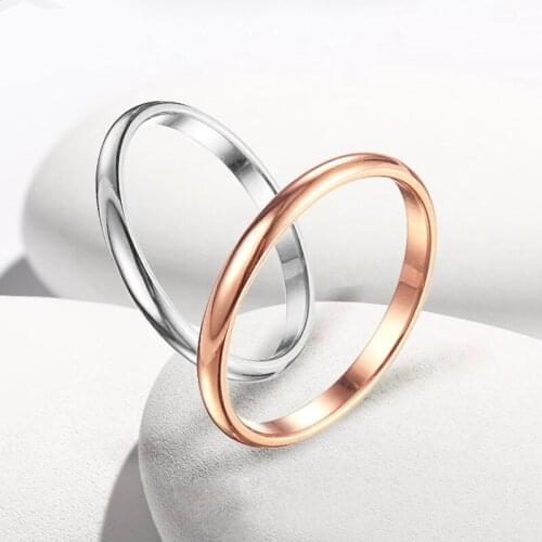 Rose Gold Smooth Simple Wedding Couples Rings Women Men Lovers Wedding Jewelry Engagement Gifts Silver Color Bridal Ring