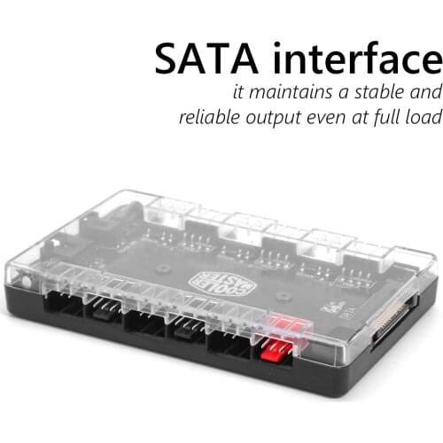 1 to 6 PWM ARGB Fan HUB Splitter 4 Pin PWM 3 Pin Addressable RGB Adapter SATA Interface Concentrator For Desktop PC