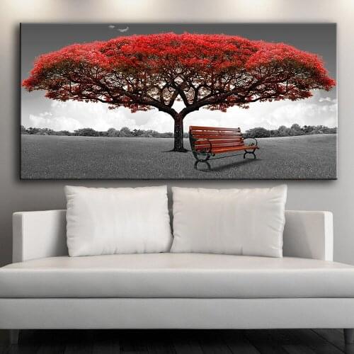 HD Print Modern Red Money Tree Wall Art Canvas Posters Prints Unframed Wall Pictures For Office Living Room Home Decor Artwork