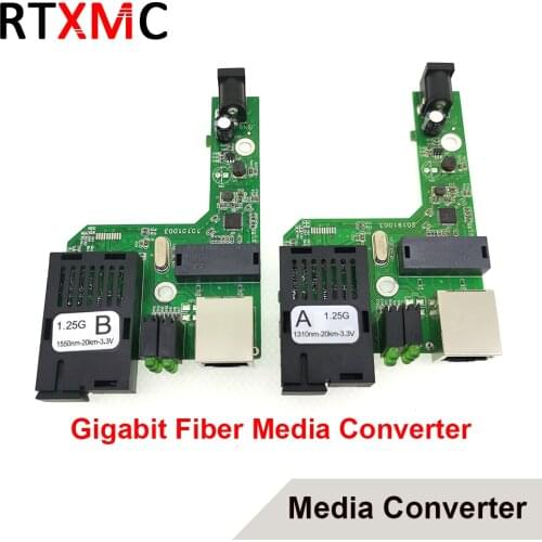 HTB-GS Inside Board Gigabit A&B Fiber Optical Media Converter UTP1000Mbps FX Single Mode Single Fiber SC Port External Power