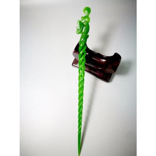 Exquisite Chinese Classical Handmade Collectibles Hollow-out White Jade Dragon Statue Hairpin