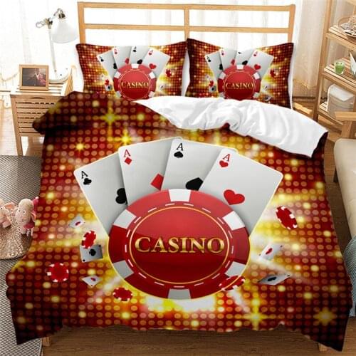 Poker card printing Duvet Cover set with pillowcase king bedding set luxury bed linen bedroom decoration queen size bed set