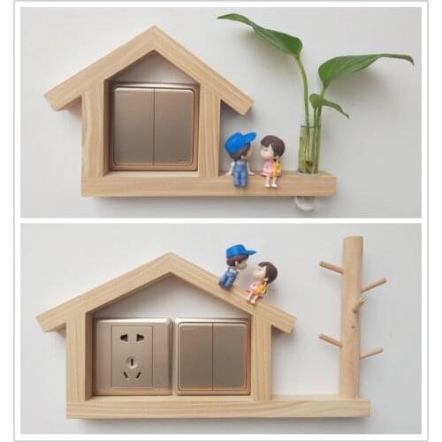 Creative Wall Decoration Solid Wood Switch Decoration Household Socket Panel Shielding Cover Decorative Frame