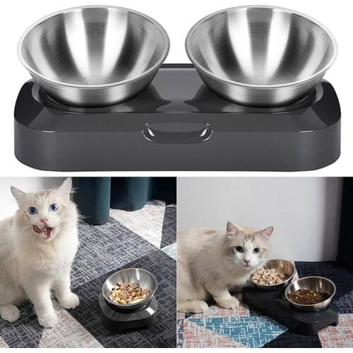 Easy to Clean Stainless Steel Cat Bowl Dog Food and Water Bowls with Stand Metal Cats Dogs Double Single Pet Feeding Feeder Bowl