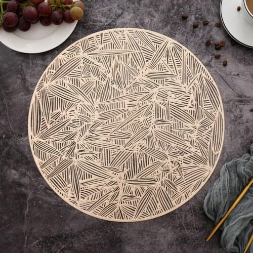 PVC Bamboo Leaves Oil Resistant Non-slip Kitchen Placemat Coaster Insulation Pad Dish Coffee Cup Table Mat Home Decor 51090