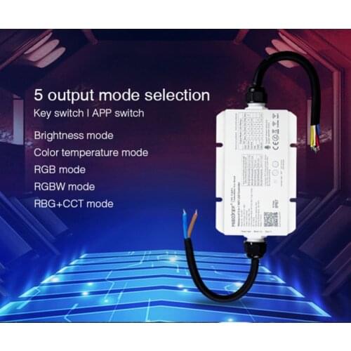 MiBoxer WL5-WP DC12-36V Single Color RGB RGBW RGBCCT LED Strip Waterproof 5-in-1 2.4G WiFi 20A Controller Suitable for outdoor