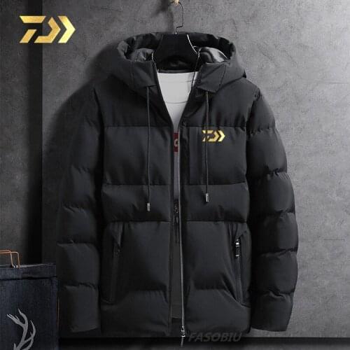 Daiwa Mens Velvet Fishing Clothes Thicken Thermal Zipper Outdoor and Hiking Jacket Winter Keep warm Mountaineering Clothing
