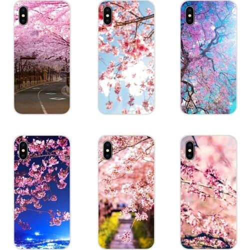 For Samsung A10 A30 A40 A50 A60 A70 M30 Galaxy Note 2 3 4 5 8 9 10 PLUS Pink sakura Flower Japan Cherry blossoms Soft Shell Case