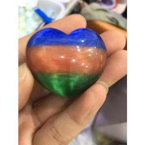 Natural Cat eye stone heart, crystal stone heart home decoration