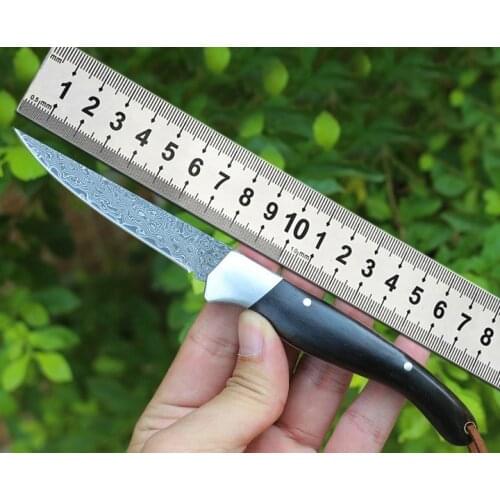 New Product Folding Knife Damascus Steel Pocket Knife Outdoor Hunting EDC Survival Fruit Knife Tool Sharp Self-Defense Household