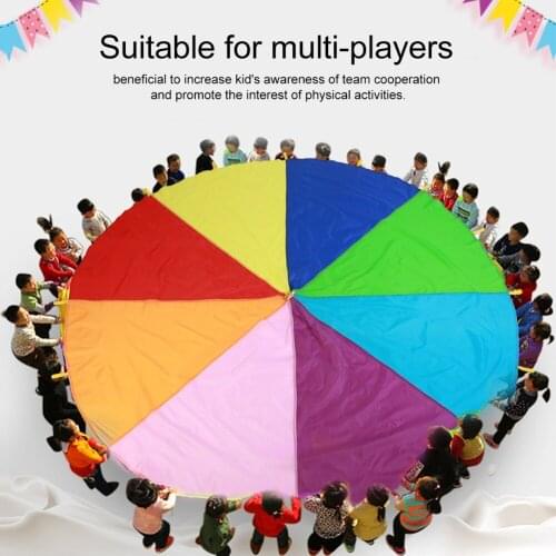 Outdoor Rainbow Umbrella Parachute Toy Jump-Sack Ballute Play Teamwork Game Toy Team Game Training Props Parent-child Sports Toy