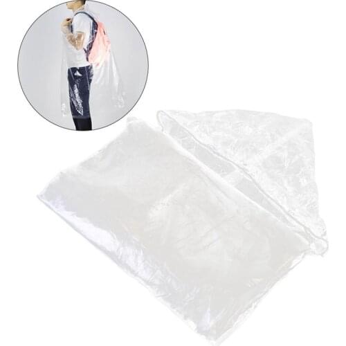 6/8pcs Disposable Raincoats with Drawstring Hood Elastic Sleeve Ends Portable Clear Rain Poncho Rainwear for Adults Men Women