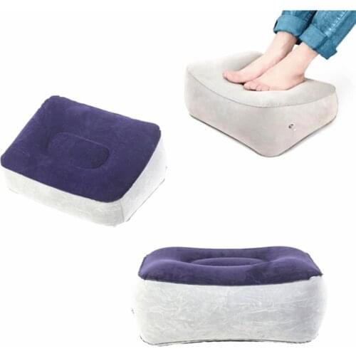 PVC Footrest Pillow Inflatable Portable Foot Rest Plush Pillow Cushion Travel Plane Train Office Home Leg Feet Relaxing Tool