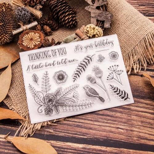 Birds and flowers Clear Silicone Stamps for DIY Scrapbooking/Card Making/Kids Christmas Decoration Supplies Popular A1236