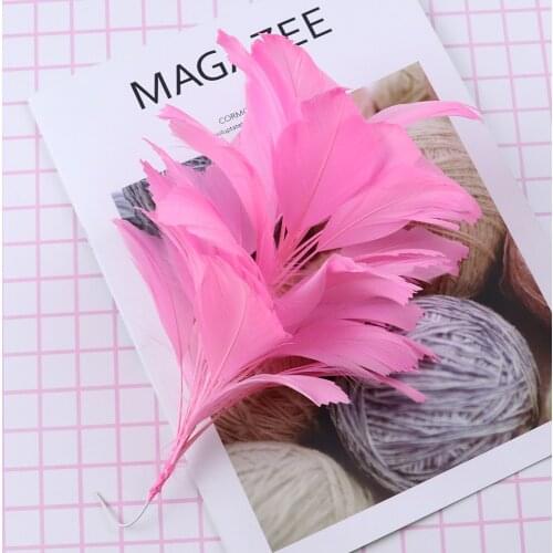 Pink Goose Feather Flower For Headdress 10-12 Inch Plumas Wedding Party Decoration Clip in Hair Headpiece Feather For Crafts
