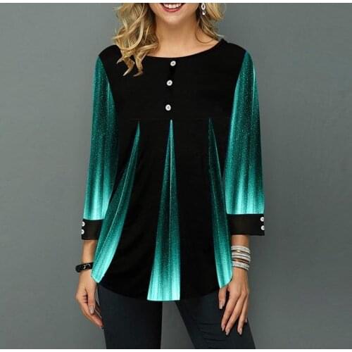 Shirt Women Spring Summer Blouse 3/4 Sleeve Casual Printing Female fashion shirt Tops Plus Size 5XL StreetShirt