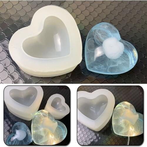 3D Love Heart Dessert Cake Silicone Mold Mousse Plaster Home Kitchen Baking Pastry Decoration Handmade Crystal Candy Moulds