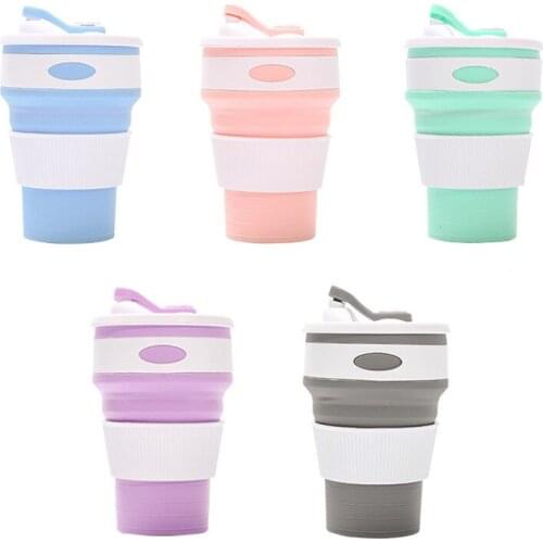 350ml Folding Silicone Cup Portable Silicone Telescopic Drinking Collapsible Coffee Cup Multi-function Foldable Travel Mug