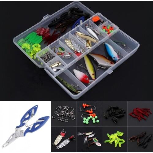 Super Value 101pcs Almighty Fishing Lures Kits with Mixed Hard Lures and Soft Baits Minnow Lures Accessories Box