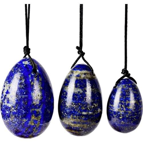 3Pcs/Set Natural Lapis Lazuli Yoni Egg Women Kegel Exerciser Natural Jade Egg Pelvic Muscle Tightening Floor Vaginal Ben Wa Ball
