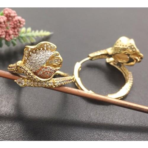 Vanifin Fashion Jewelry Exquisite Blooming Ear Loops Micro Plated Zircon Charm Wedding Party Earrings Bridal Daily Best Gift