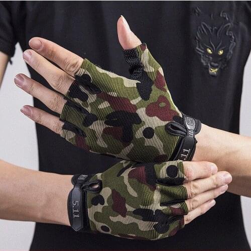 Cycling Anti-slip Anti-sweat Camouflage Gloves Men Women Half Finger Gloves Breathable Sports Fitness Gloves Bike Bicycle Gloves