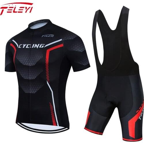 TELEYI Cycling Set 100% Polyester MTB Bike Clothing Maillot Bicycle Clothes Wear Cycling Clothing Racing Cycling Jersey