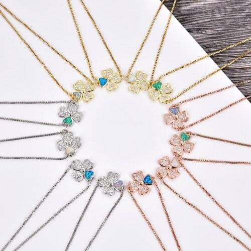 KAMAFand match copper plated high quality leaf opal adjustable bracelet charm ladies high jewelry