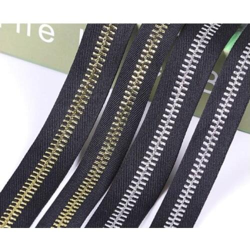 New 2cm 10M/lot Gold Silver Black Jacquard Zipper Pattern Grosgrain Ribbons DIY Sewing Dress Trousers Coat Clothing Accessories