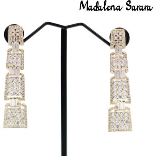 MADALENA SARARA Vintage Queen Elegant S925 Needle earrings AAA Zircon Inlaid Girl earrings Drop Style 85mm