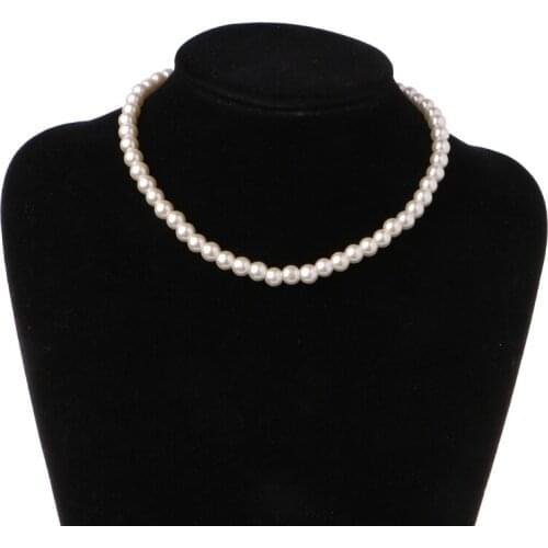 Elegant Ivory White Glass Imitation Freshwater Pearl Necklaces For Women Jewerly J60E