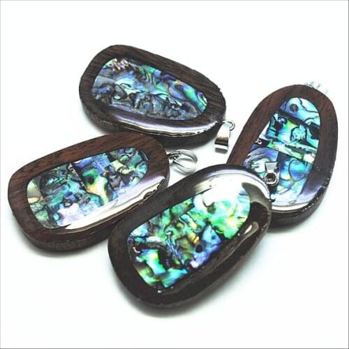 1pc vietnam rosewood palisander wooden pendants with abalone shell pendants 28x45mm for luxury jewelry designs for religion