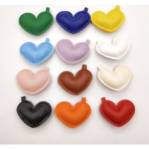 10Pcs/Lot 4.8x4cm Mixed Color PU Pendants Heart For Cellphone Charms/Keychain Making Bag Charms Diy Accessories