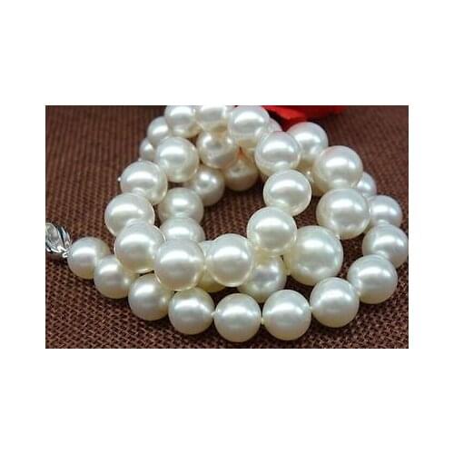 18"10-11mm natural south sea white pearl necklace 14k