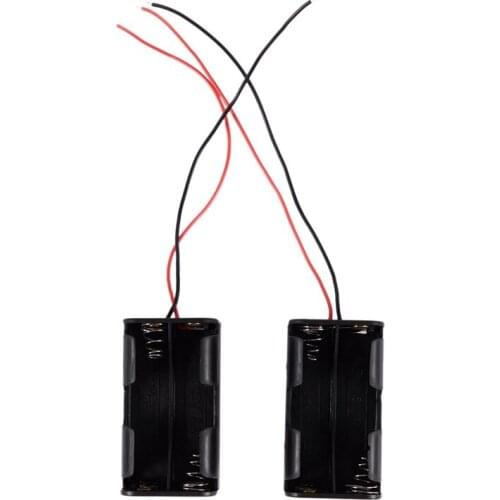 2 Pcs Dual Layers Black Plastic 4 x AA 6V Battery Holder Case Wired