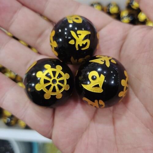 2pcs Asian Rare Natural Black Obsidian Sphere Crystal Ball Healing Stone