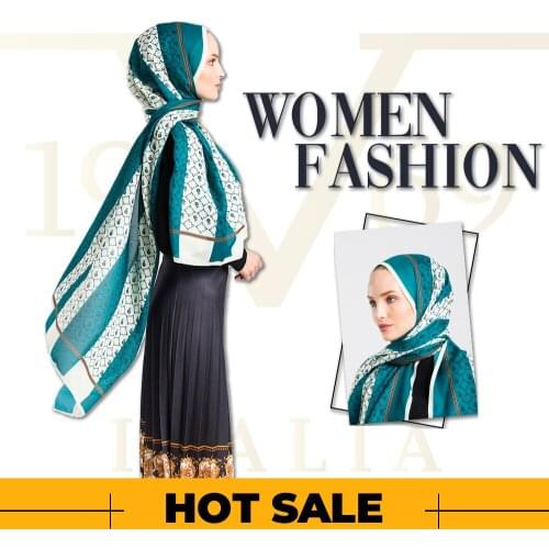 2020 Hot Sale Women 90x200 cm Green Pavia Shawl Silky Scarf Muslim Hijab Wrap Female Thick Neck Warm Headband Face Mask Lady