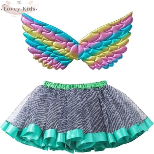 2021 Baby Girls Tutu Skirt Leopard Fluffy Ballet Pettiskirt with Wing Mini Skirts Princess Tulle Party Dance Skirts