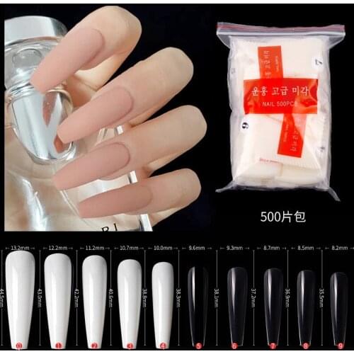 500Pcs Fake Nail Full Cover Long Ballet French Nail Transparent White Nail Extension DIY Acrylic Nai Decor Manicure Tools Beauty
