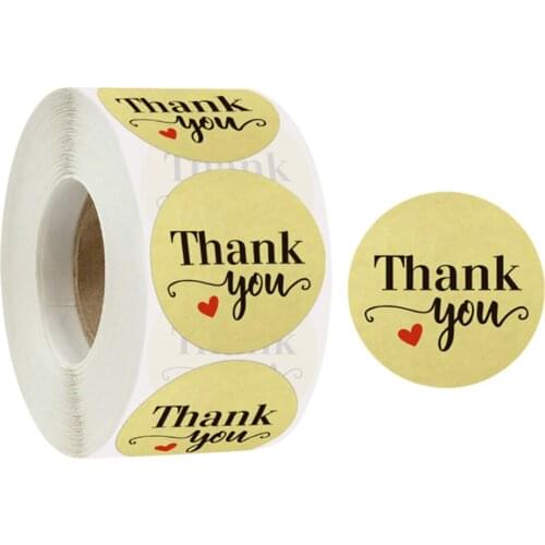500pcs 1inch/2.5cm Thank You Stickers Natural Kraft Packing Box Sticker For Envelope Gift Box Package Seal Lables Decoration