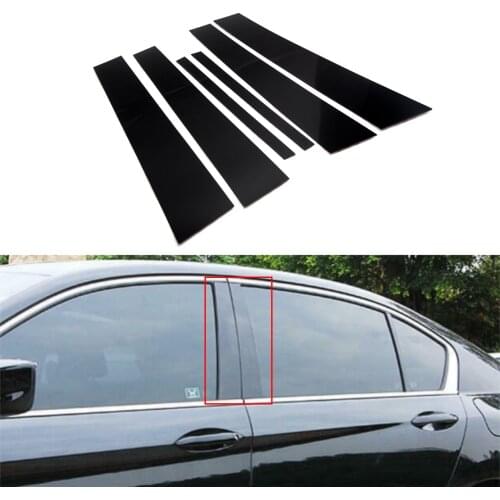 6Pcs Car Mirror Effect Door Window Center B C Pillar Post Trim Sticker Cover Fit for Honda Accord 2013 2014 2015 2016 2017