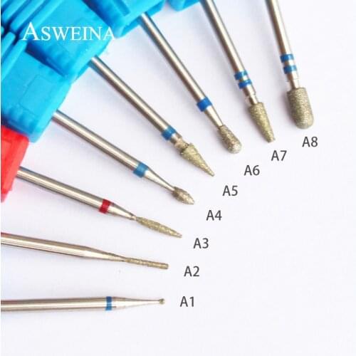 ASWEINA 8 Type Diamond Nail Art Drill Bit Burr Milling Cutter Electric Manicure Drill Bit Machine Nail Accessories Nail Tools
