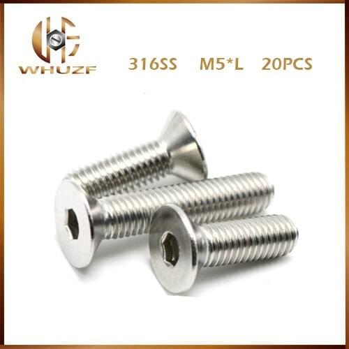 Free shipping DIN7991 316 stainless steel countersunk head flat head screws Hex socket screws M5 screws bolts