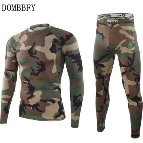 Seamless Tight Tactical Thermal Underwear Men Outdoor Sports Camouflage Breathable Training Cycling Thermo Underwear Long Johns