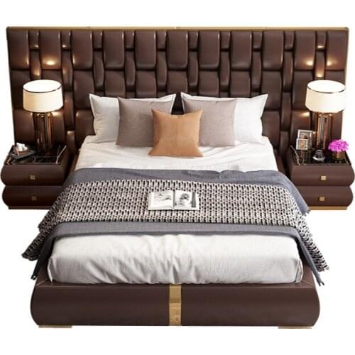 Big bed modern minimalist fabric bed Hong Kong style villa master bedroom creative design custom furniture