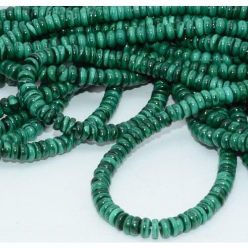 Natural Malachite Slice Rondelle Beads 5mm, Thickness 2mm-3mm