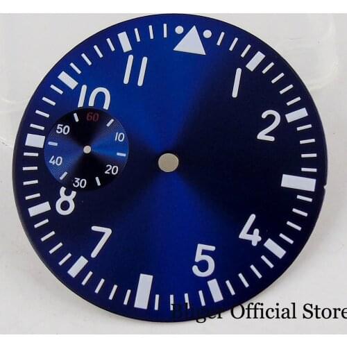 Blue 38.9MM Nologo Watch Dial + Watch Hand Fit 6497 Hand Winding Movement
