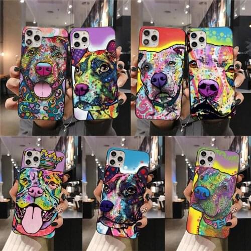 Cute Pitbull Dogs Pop Art Phone Case for iphone 12 pro max mini 11 pro XS MAX 8 7 6 6S Plus X 5S SE 2020 XR case